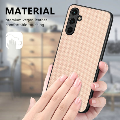 For Samsung Galaxy S25+ 5G Carbon Fiber Texture Leather Back Cover Phone Case(Khaki) - Galaxy Phone Cases by buy2fix | Online Shopping UK | buy2fix