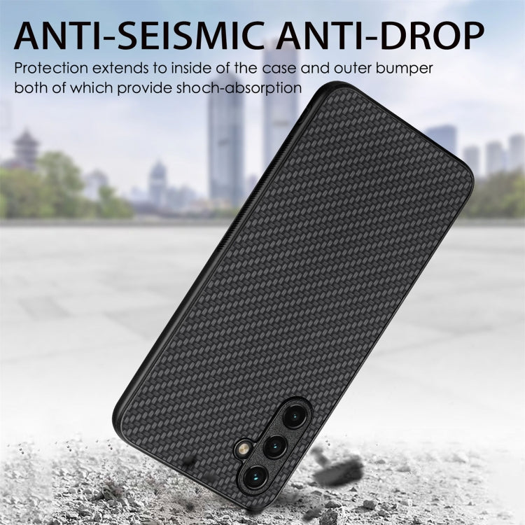 For Samsung Galaxy S25 5G Carbon Fiber Texture Leather Back Cover Phone Case(Brown) - Galaxy Phone Cases by buy2fix | Online Shopping UK | buy2fix