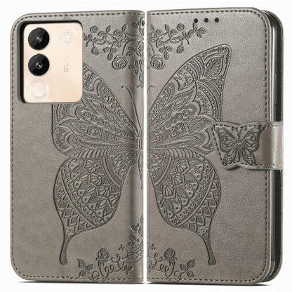For vivo X100 Butterfly Love Flower Embossed Leather Phone Case(Gray) - X100 Cases by imak | Online Shopping UK | buy2fix