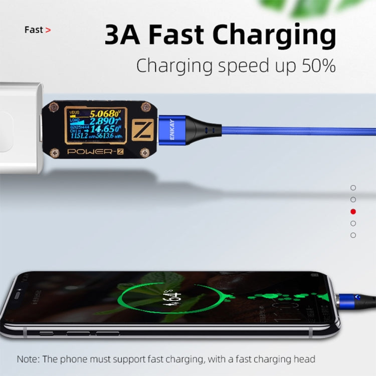 ENKAY 2 in 1 3A USB to 8 Pin + Type-C Magnetic Fast Charging Data Cable, Length:1m(Blue) - Charging Cable & Head by ENKAY | Online Shopping UK | buy2fix