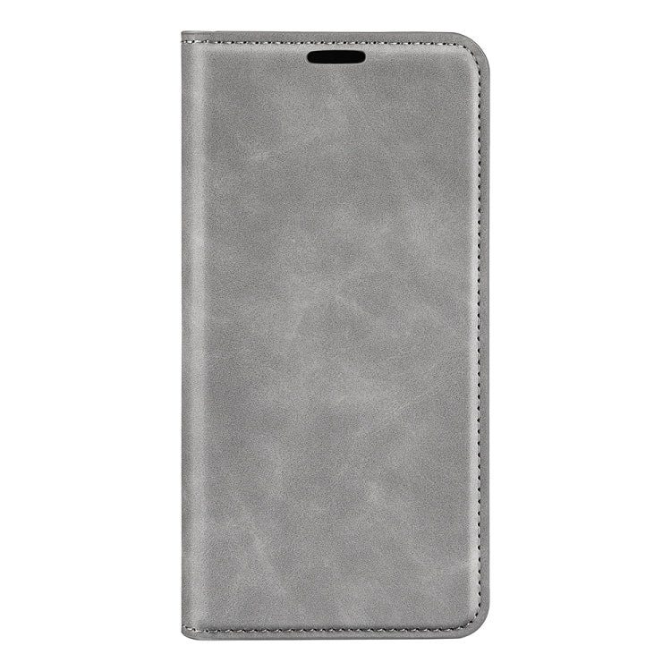 For iPhone 16 Retro-skin  Magnetic Suction Leather Phone Case(Grey) - iPhone 16 Cases by buy2fix | Online Shopping UK | buy2fix