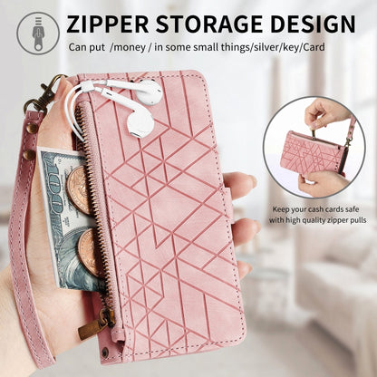 For Samsung Galaxy C55 Geometric Zipper Wallet Side Buckle Leather Phone Case(Pink) - Galaxy Phone Cases by buy2fix | Online Shopping UK | buy2fix