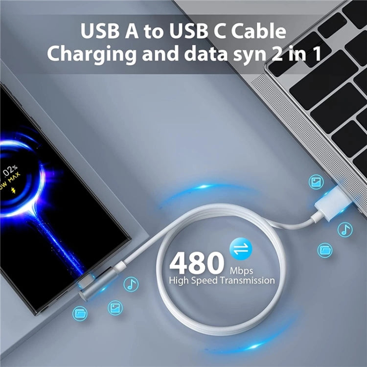 5pcs XJ-92 1m 66W USB to Type-C Elbow Super Fast Charging Data Cable for Huawei and Other Phone(White) - USB-C & Type-C Cable by buy2fix | Online Shopping UK | buy2fix