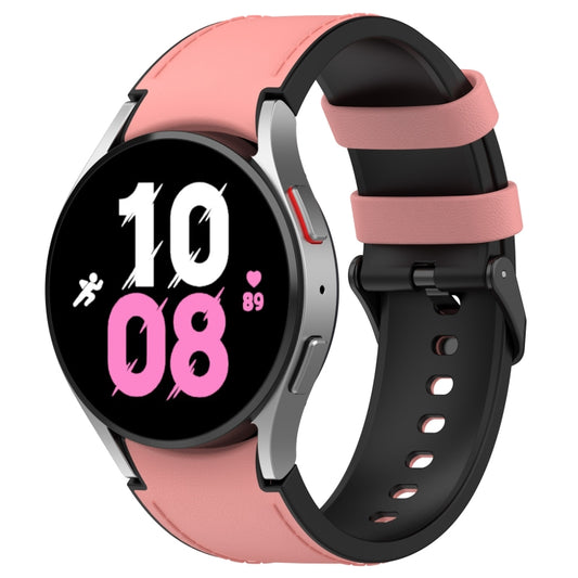 For Samsung Galaxy Watch 6 Silicone Leather Black Buckle Watch Band(Pink) - Watch Bands by buy2fix | Online Shopping UK | buy2fix