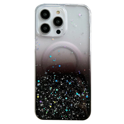 For iPhone 12 Pro MagSafe Glitter Hybrid Clear TPU Phone Case(Black) - iPhone 12 / 12 Pro Cases by buy2fix | Online Shopping UK | buy2fix