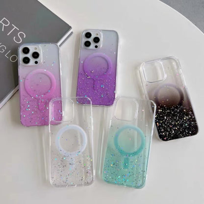 For iPhone 13 Pro Max MagSafe Glitter Hybrid Clear TPU Phone Case(Black) - iPhone 13 Pro Max Cases by buy2fix | Online Shopping UK | buy2fix