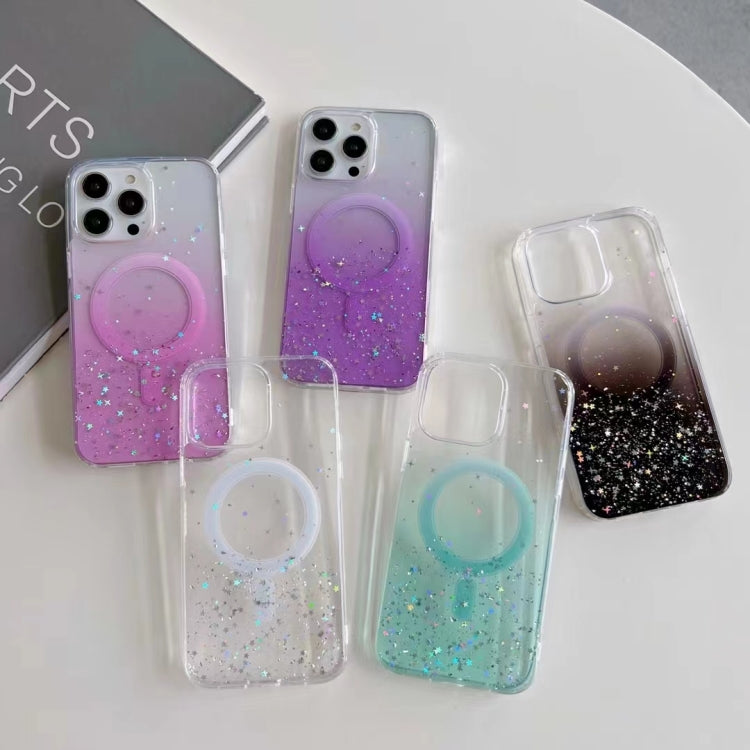 For iPhone 12 Pro MagSafe Glitter Hybrid Clear TPU Phone Case(Black) - iPhone 12 / 12 Pro Cases by buy2fix | Online Shopping UK | buy2fix