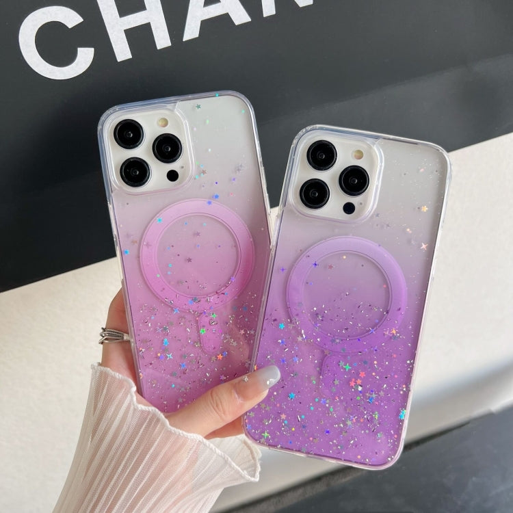 For iPhone 13 Pro Max MagSafe Glitter Hybrid Clear TPU Phone Case(Purple) - iPhone 13 Pro Max Cases by buy2fix | Online Shopping UK | buy2fix
