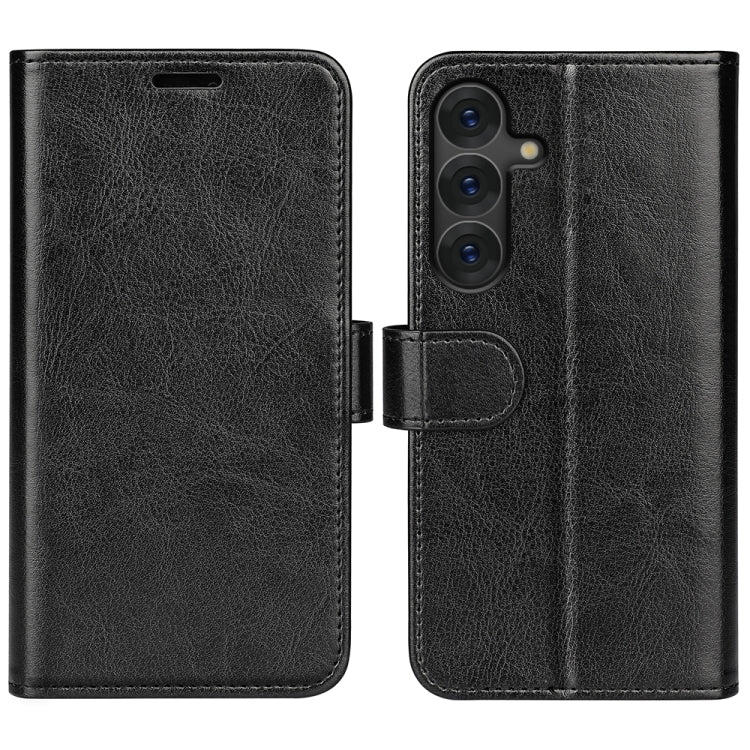 For Samsung Galaxy S25+ 5G R64 Texture Horizontal Flip Leather Phone Case(Black) - Galaxy S25+ 5G Cases by buy2fix | Online Shopping UK | buy2fix