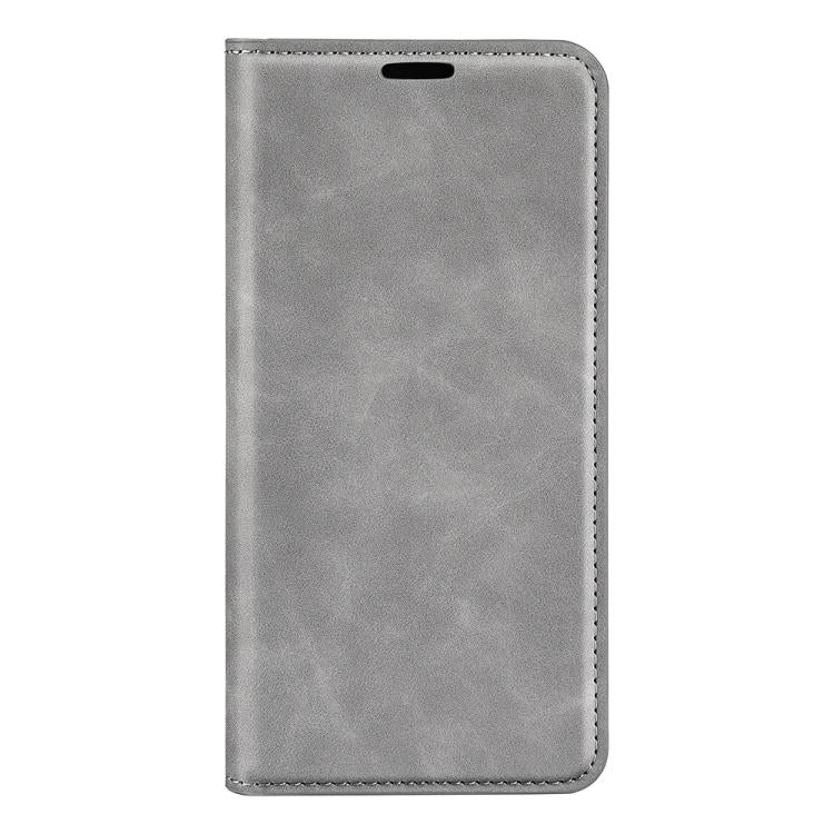 For Samsung Galaxy S25+ 5G Retro-skin Magnetic Suction Leather Phone Case(Grey) - Galaxy S25+ 5G Cases by buy2fix | Online Shopping UK | buy2fix