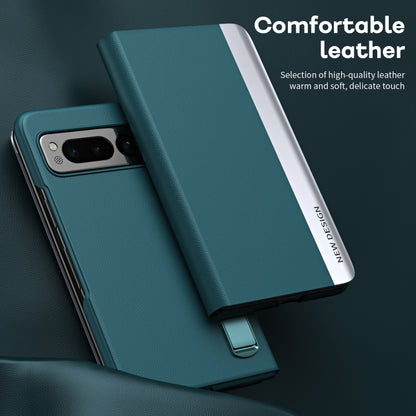 For   Google Pixel Fold Side Electroplating Adsorption Ultra-thin Leather Phone Case(Indigo) - Google Cases by buy2fix | Online Shopping UK | buy2fix