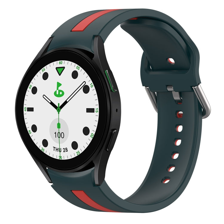 For Samsung Galaxy watch 5 Golf Edition Two-Color Silicone Watch Band(Dark Green+Red) - Watch Bands by buy2fix | Online Shopping UK | buy2fix