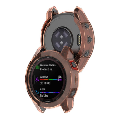 For Garmin Fenix 7 Pro Half-Package TPU Watch Protective Case(Transparent Orange) - Watch Cases by buy2fix | Online Shopping UK | buy2fix