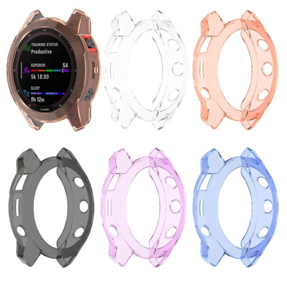 For Garmin Fenix 7 Pro Half-Package TPU Watch Protective Case(Transparent Blue) - Watch Cases by buy2fix | Online Shopping UK | buy2fix