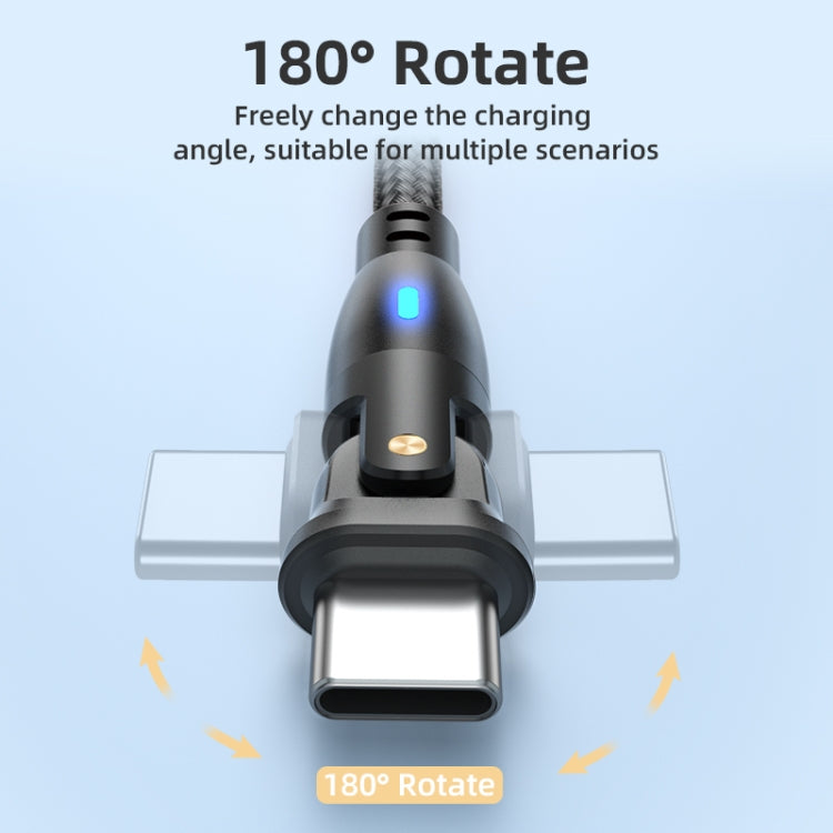 ENKAY 180 Degrees Rotating USB to Type-C 3A Fast Charging Data Cable with LED Light, Length:1m(Black) - USB-C & Type-C Cable by ENKAY | Online Shopping UK | buy2fix