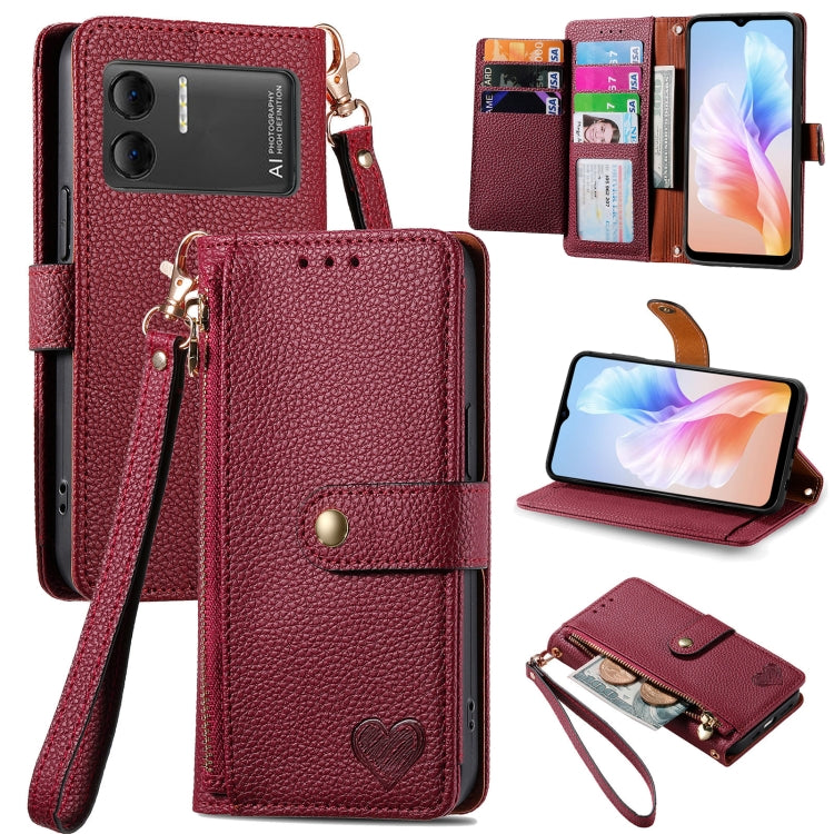 For DOOGEE X98 Pro / X98 Love Zipper Lanyard Leather Phone Case(Red) - Doogee Cases by buy2fix | Online Shopping UK | buy2fix