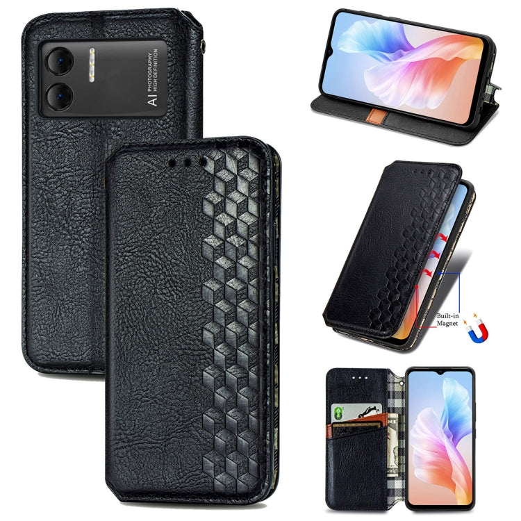 For DOOGEE X98 Pro / X98 Cubic Grid Pressed Magnetic Leather Phone Case(Black) - Doogee Cases by buy2fix | Online Shopping UK | buy2fix