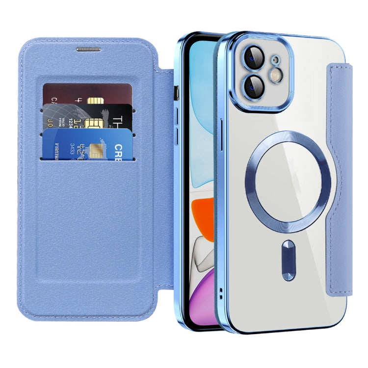 For  iPhone 11 Shield Magsafe RFID Anti-theft Rhombus Leather Phone Case(Blue) - iPhone 11 Cases by buy2fix | Online Shopping UK | buy2fix