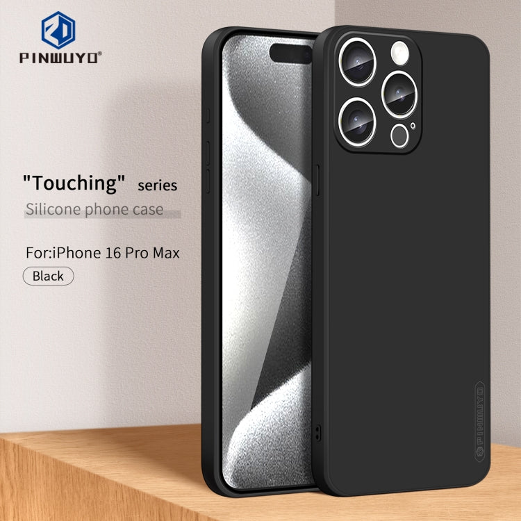 For iPhone 16 Pro Max PINWUYO Sense Series Liquid Silicone TPU Phone Case(Black) - iPhone 16 Pro Max Cases by PINWUYO | Online Shopping UK | buy2fix