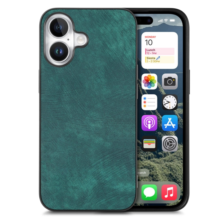 For iPhone 16 Vintage Leather PC Back Cover Phone Case(Green) - iPhone 16 Cases by buy2fix | Online Shopping UK | buy2fix