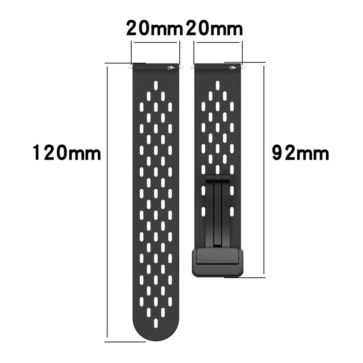 For Amazfit Pop 20mm Folding Magnetic Clasp Silicone Watch Band(Midnight Blue) - Watch Bands by buy2fix | Online Shopping UK | buy2fix