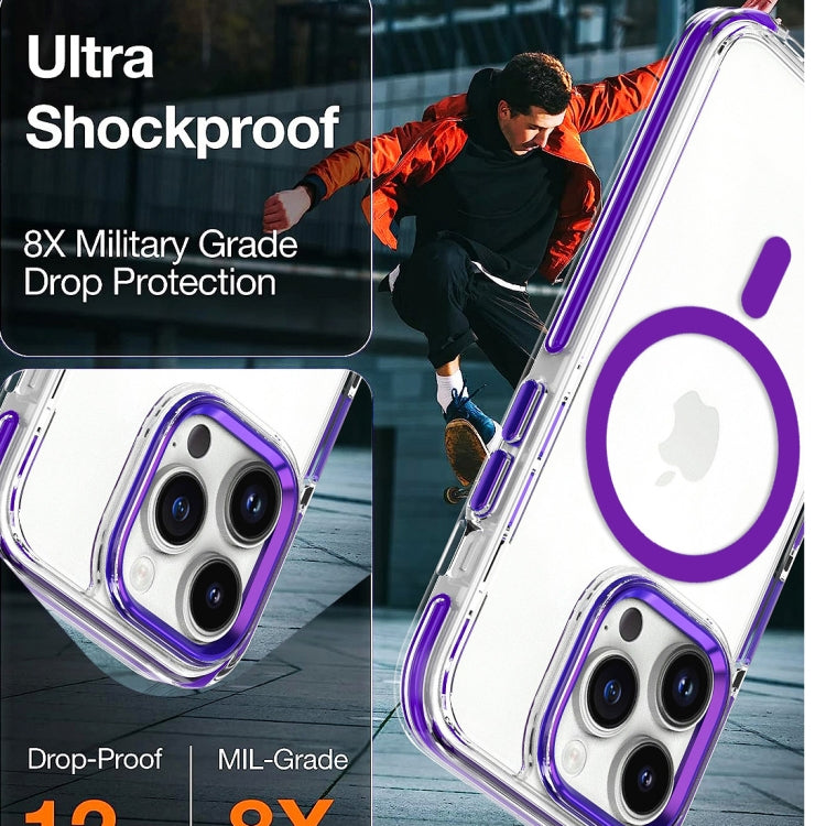 For iPhone 14 Pro Dual-color MagSafe TPU Hybrid Clear PC Shockproof Phone Case(Black) - iPhone 14 Pro Cases by buy2fix | Online Shopping UK | buy2fix