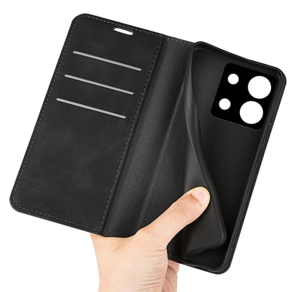 For Xiaomi Redmi Note 13 5G Retro-skin Magnetic Suction Leather Phone Case(Black) - Note 13 Cases by buy2fix | Online Shopping UK | buy2fix