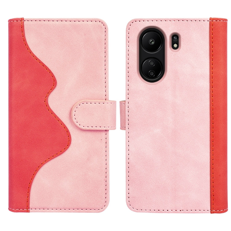 For Xiaomi Redmi 13C Stitching Horizontal Flip Leather Phone Case(Red) - 13C Cases by buy2fix | Online Shopping UK | buy2fix