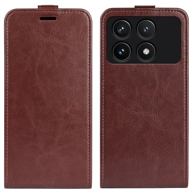 For Xiaomi Redmi K70 R64 Texture Single Vertical Flip Leather Phone Case(Brown) - K70 Cases by buy2fix | Online Shopping UK | buy2fix