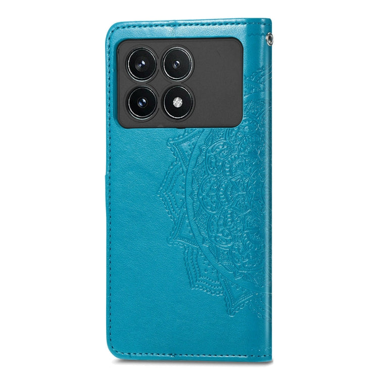 For Xiaomi Redmi K70 Pro Mandala Flower Embossed Leather Phone Case(Blue) - K70 Pro Cases by buy2fix | Online Shopping UK | buy2fix