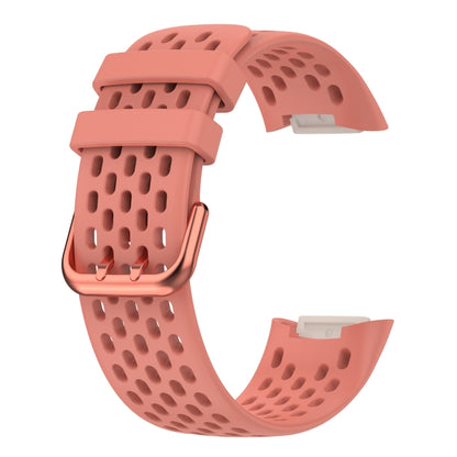 For Fitbit Charge 6 Solid Color Breathable Sports Silicone Watch Band(Pink) - Watch Bands by buy2fix | Online Shopping UK | buy2fix