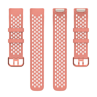 For Fitbit Charge 6 Solid Color Breathable Sports Silicone Watch Band(Pink) - Watch Bands by buy2fix | Online Shopping UK | buy2fix