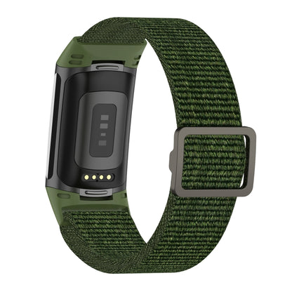 For Fitbit Charge 6 Elastic Nylon Braid Watch Band(Army Green) - Watch Bands by buy2fix | Online Shopping UK | buy2fix