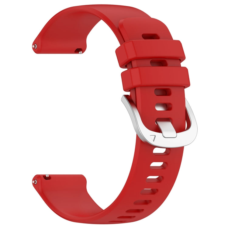 For Garmin Active5 Liquid Glossy Silver Buckle Silicone Watch Band(Red) - Watch Bands by buy2fix | Online Shopping UK | buy2fix