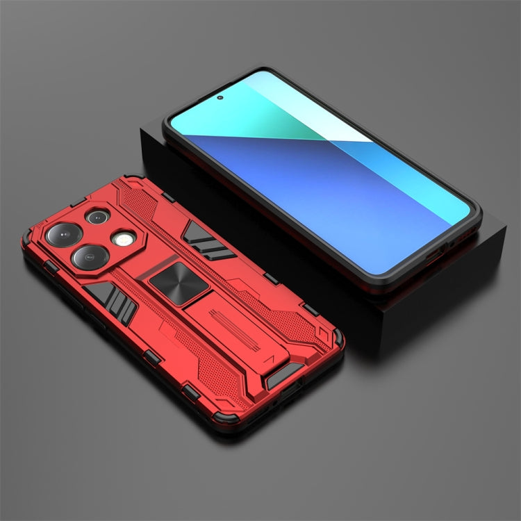 For Redmi Note 13 4G Supersonic Armor PC Hybrid TPU Phone Case(Red) - Note 13 Cases by buy2fix | Online Shopping UK | buy2fix