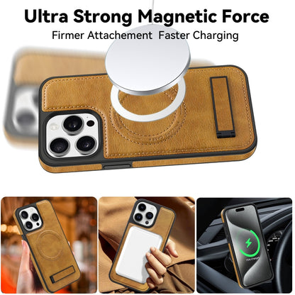 For iPhone 12 Pro Max Multi-function Holder MagSafe PU Phone Case(Black) - iPhone 12 Pro Max Cases by buy2fix | Online Shopping UK | buy2fix