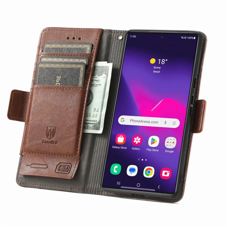 For Samsung Galaxy S25 Ultra 5G CaseNeo Splicing Dual Magnetic Buckle Leather Phone Case(Brown) - Galaxy S25 Ultra 5G Cases by CaseNeo | Online Shopping UK | buy2fix