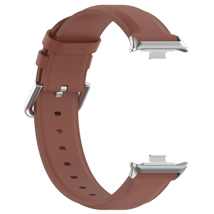 For Redmi Watch 4 Round Tail Top Layer Leather Watch Band(Brown) - Watch Bands by buy2fix | Online Shopping UK | buy2fix