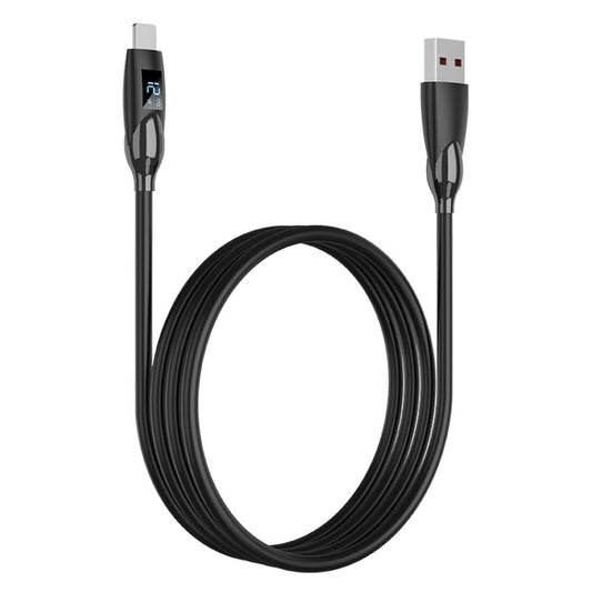 ENKAY 2.4A USB to 8 Pin Fast Charging Data Silicone Cable with LED Display, Length:2m(Black) - Normal Style Cable by ENKAY | Online Shopping UK | buy2fix