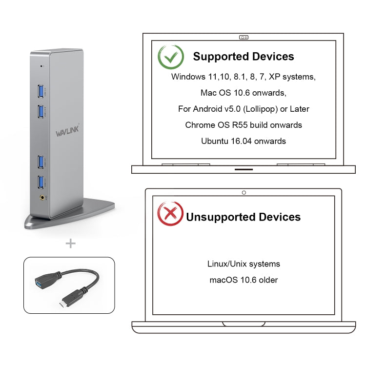 WAVLINK WL-UG39DK7 USB3.0 Hub Adapter Multi-Screen Graphics Card Universal Docking Station, Plug:AU Plug - USB HUB by WAVLINK | Online Shopping UK | buy2fix