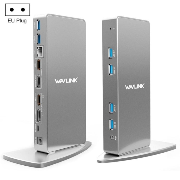 WAVLINK WL-UG69DK7 Laptops Type-C Universal Desktop Docking Station Aluminum Alloy HUB Adapter(EU Plug) - USB HUB by WAVLINK | Online Shopping UK | buy2fix