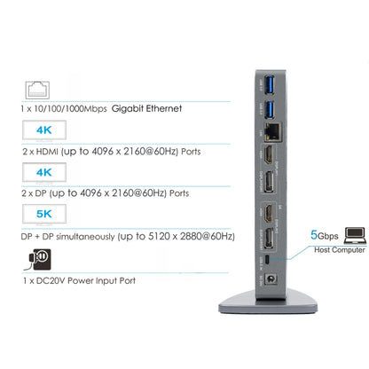 WAVLINK WL-UG69DK7 Laptops Type-C Universal Desktop Docking Station Aluminum Alloy HUB Adapter(EU Plug) - USB HUB by WAVLINK | Online Shopping UK | buy2fix