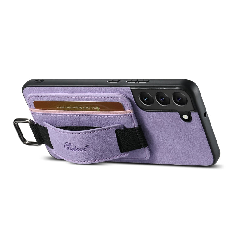 For Samsung Galaxy S24+ 5G Suteni H13 Litchi Leather Wrist Strap Wallet Back Phone Case(Purple) - Galaxy S24+ 5G Cases by Suteni | Online Shopping UK | buy2fix