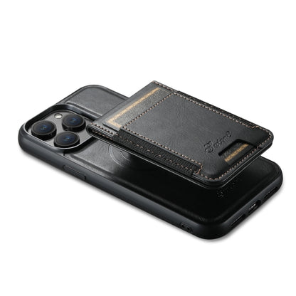 For iPhone 12  Suteni H17 Oil Eax Leather MagSafe Detachable Wallet Phone Case(Black) - iPhone 12 / 12 Pro Cases by Suteni | Online Shopping UK | buy2fix