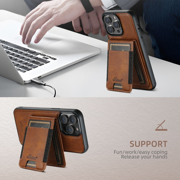 For iPhone 16 Pro Suteni H17 Oil Eax Leather MagSafe Detachable Wallet Phone Case(Brown) - iPhone 16 Pro Cases by Suteni | Online Shopping UK | buy2fix