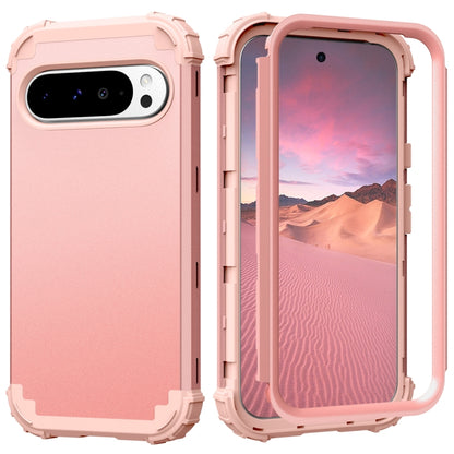 For Google Pixel 9 Pro XL 3 in 1 Silicone Hybrid PC Shockproof Phone Case(Rose Gold) - Google Cases by buy2fix | Online Shopping UK | buy2fix