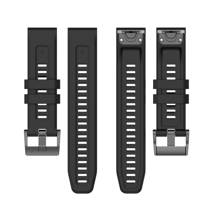 For Garmin Fenix 7 Solar / Sapphire Solar Solid Color Black Buckle Silicone Quick Release Watch Band(Black) - Watch Bands by buy2fix | Online Shopping UK | buy2fix