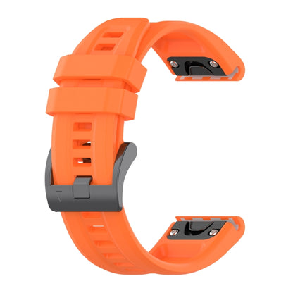 For Garmin Fenix 7 Solar / Sapphire Solar Solid Color Black Buckle Silicone Quick Release Watch Band(Orange) - Watch Bands by buy2fix | Online Shopping UK | buy2fix