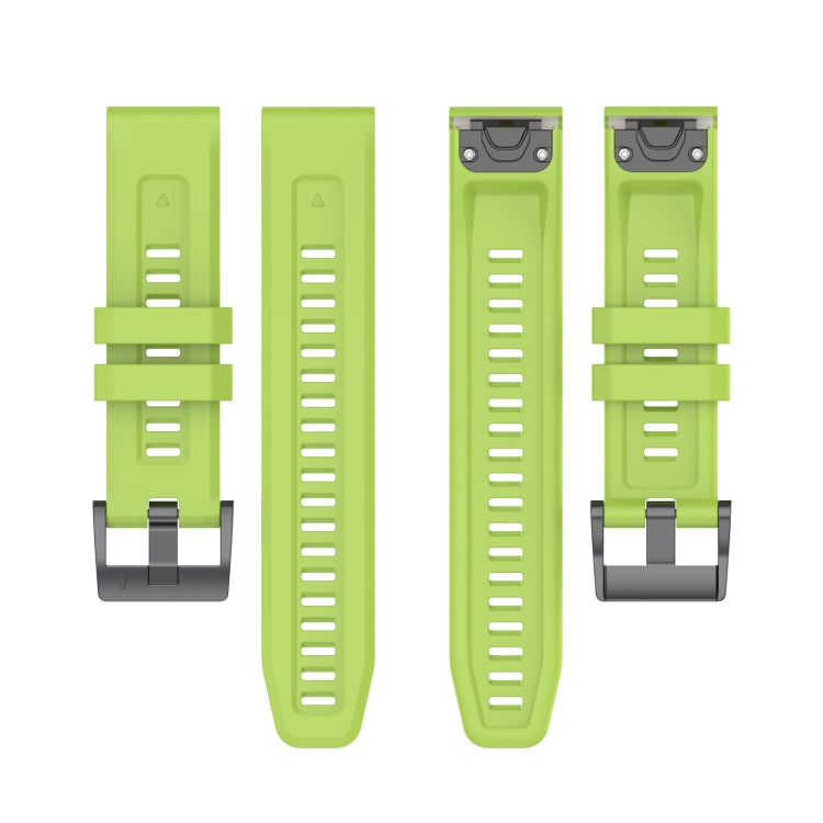 For Garmin Fenix 6 GPS Solid Color Black Buckle Silicone Quick Release Watch Band(Lime green) - Watch Bands by buy2fix | Online Shopping UK | buy2fix