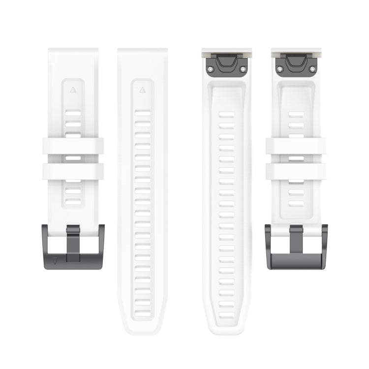 For Garmin Fenix 6 Pro GPS Solid Color Black Buckle Silicone Quick Release Watch Band(White) - Watch Bands by buy2fix | Online Shopping UK | buy2fix